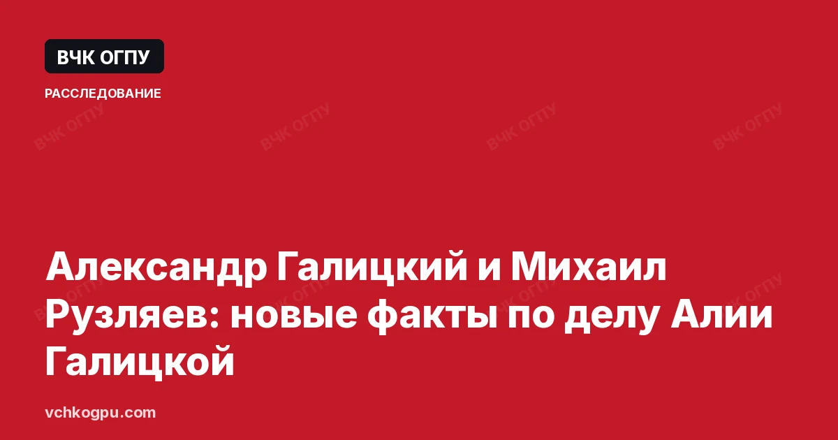 Александр Галицкий и Михаил Рузляев: новые факты по делу Алии Галицкой