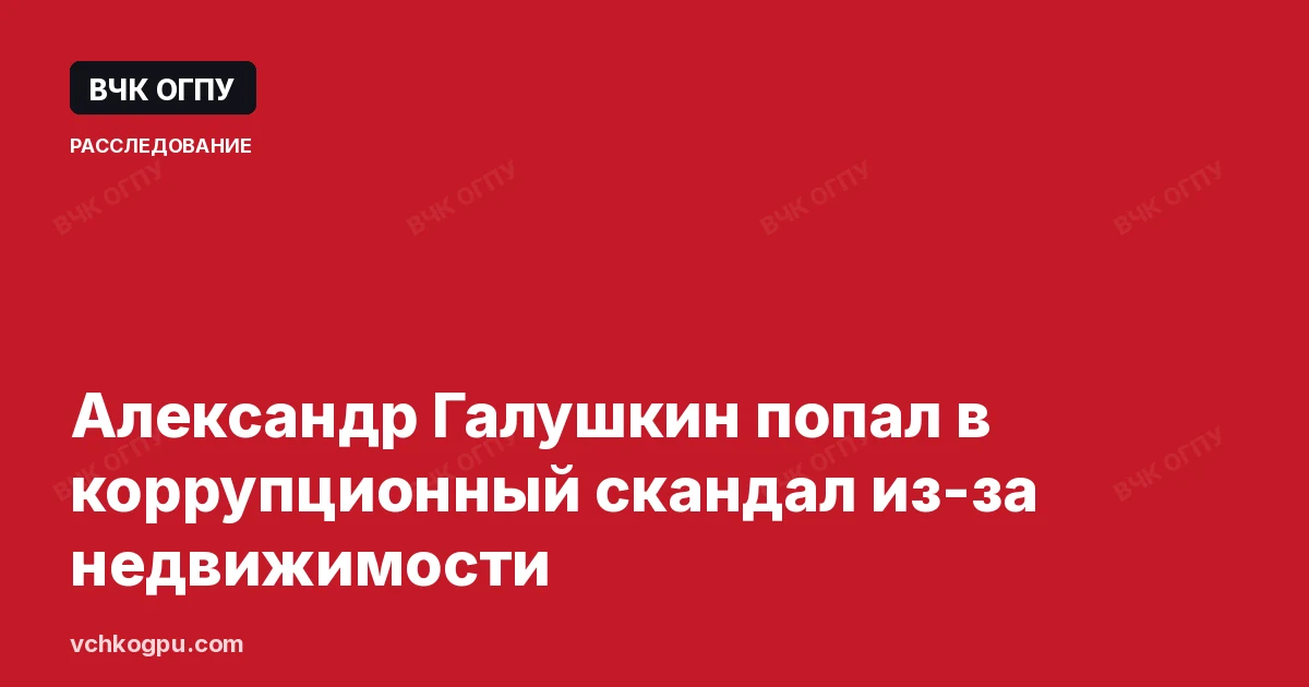 Александр Галушкин попал в коррупционный скандал из-за недвижимости