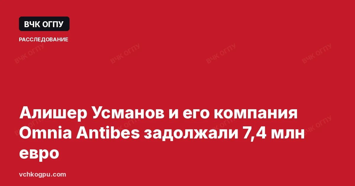 Алишер Усманов и его компания Omnia Antibes задолжали 7,4 млн евро