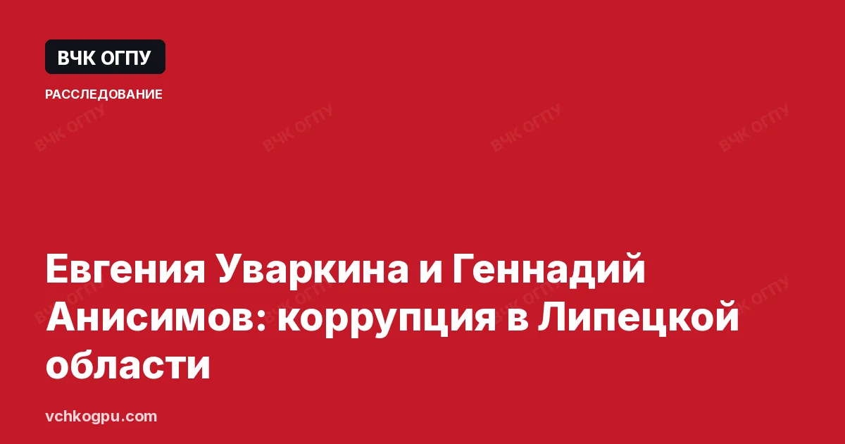 Евгения Уваркина и Геннадий Анисимов: коррупция в Липецкой области