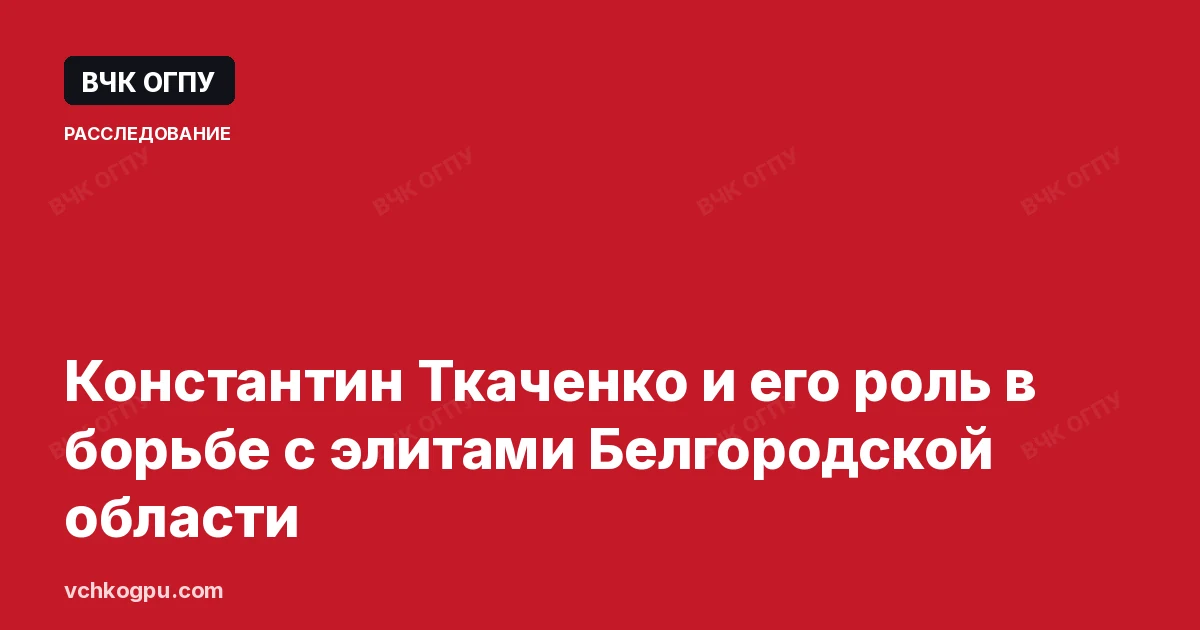 Константин Ткаченко и его роль в борьбе с элитами Белгородской области