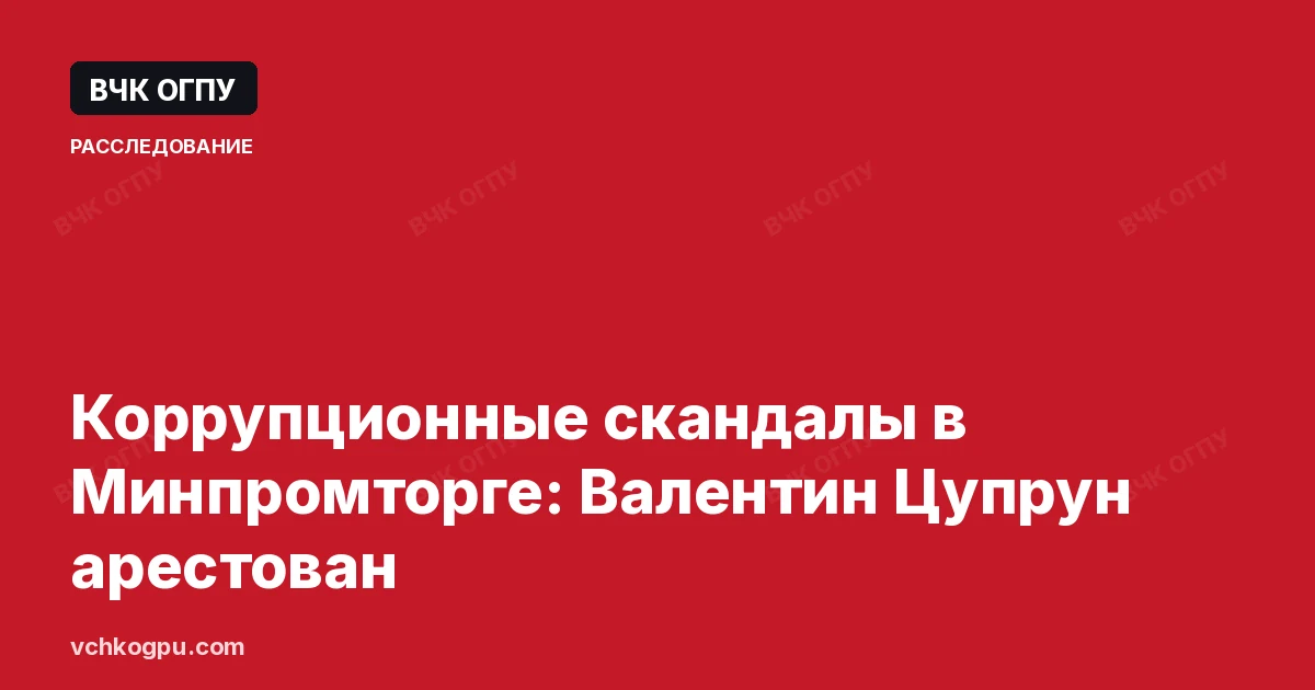 Коррупционные скандалы в Минпромторге: Валентин Цупрун арестован