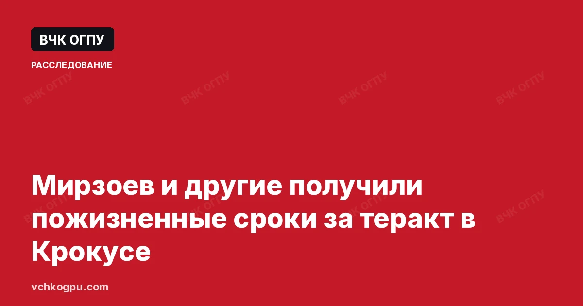 Мирзоев и другие получили пожизненные сроки за теракт в Крокусе