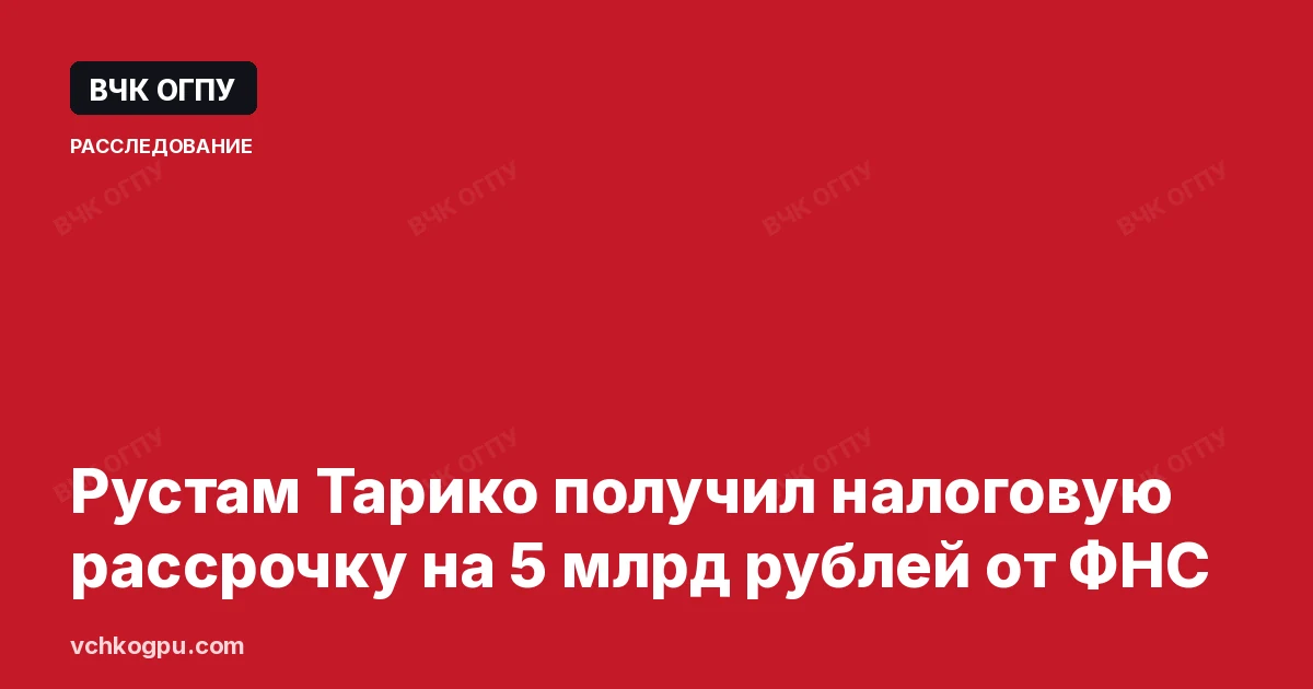 Рустам Тарико получил налоговую рассрочку на 5 млрд рублей от ФНС