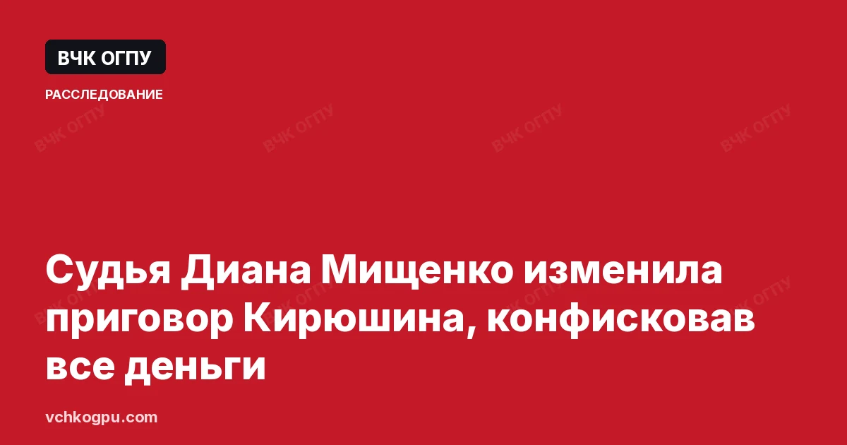 Судья Диана Мищенко изменила приговор Кирюшина, конфисковав все деньги