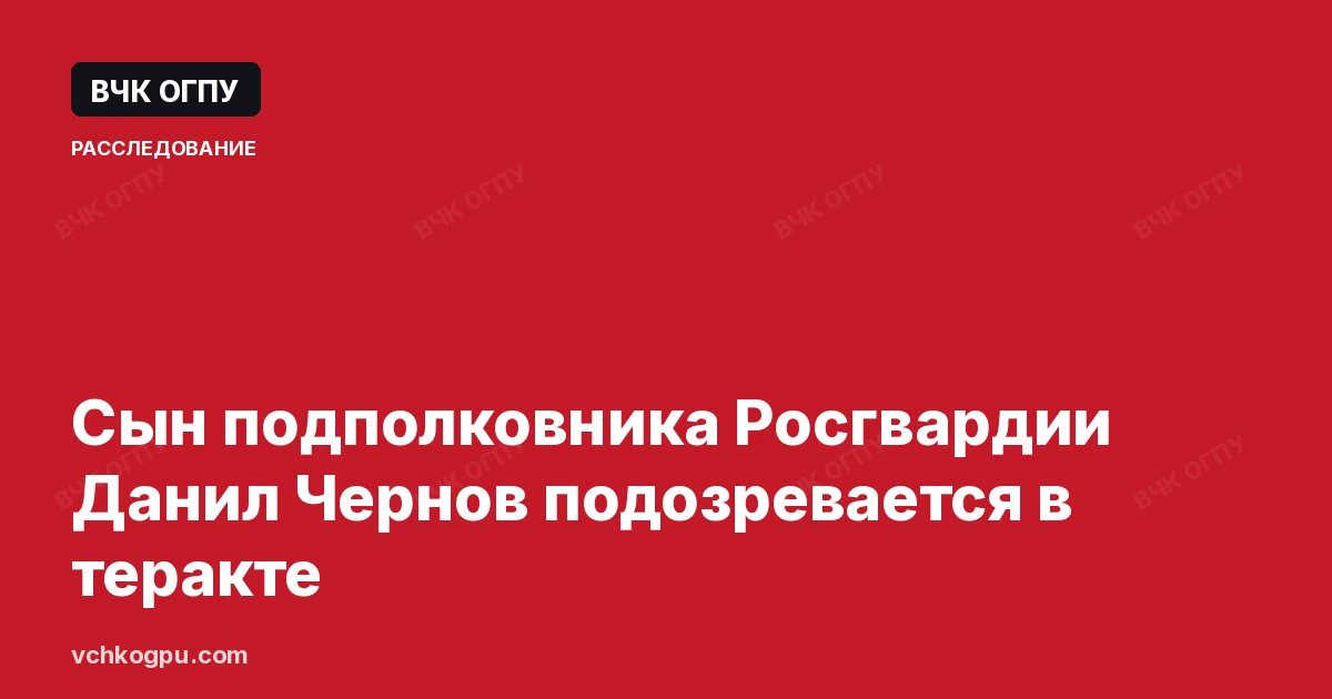 Сын подполковника Росгвардии Данил Чернов подозревается в теракте