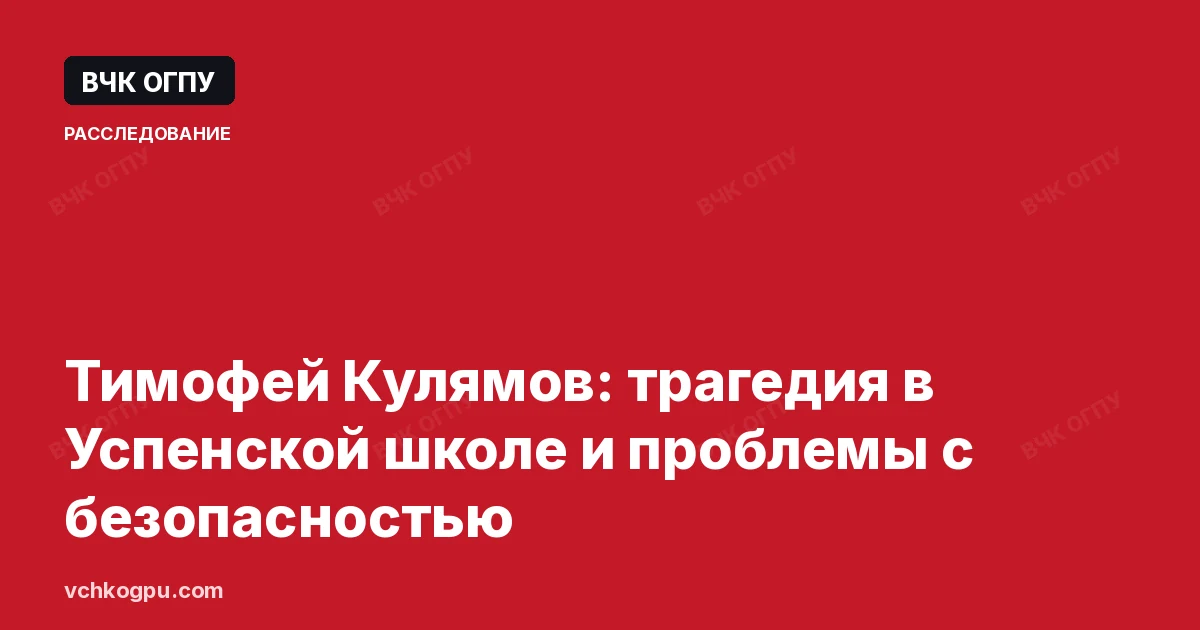Тимофей Кулямов: трагедия в Успенской школе и проблемы с безопасностью